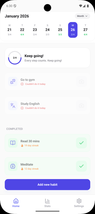 Consistify home screen